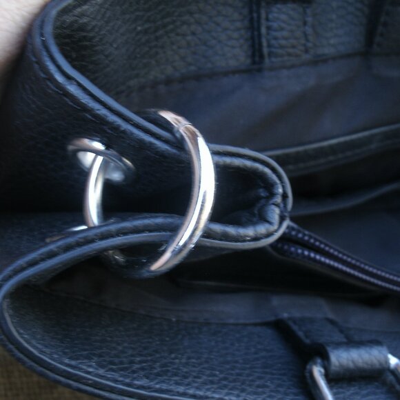 Black Nine West Tote Purse Faux Leather - Picture 8 of 16